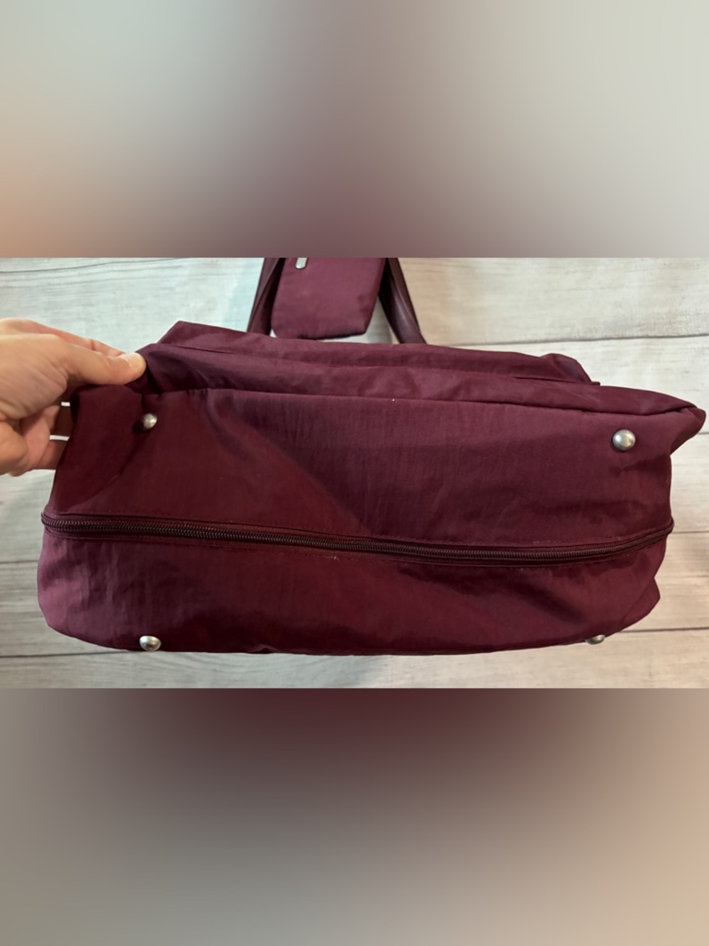 Baggallini Overnight Expandable Laptop Tote w/RFID Phone Wristlet, Eggplant - Picture 2 of 3